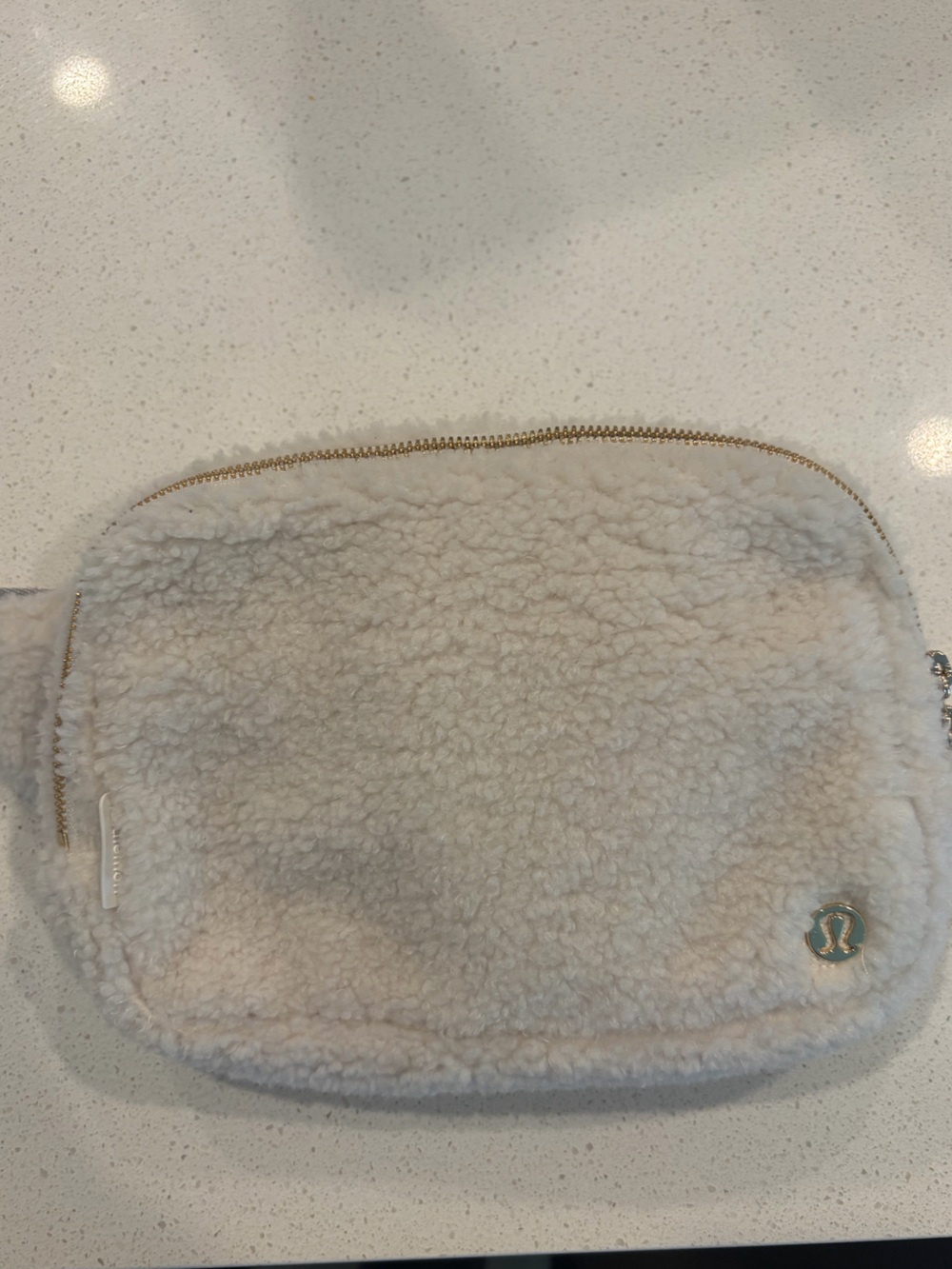 lululemon athletica Cream Sherpa Crossbody Pouch with Gold Accent
